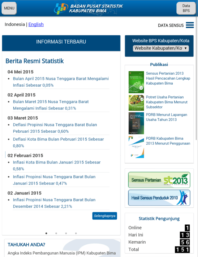 Statistic of Lombok Utara Regency has released new look of website